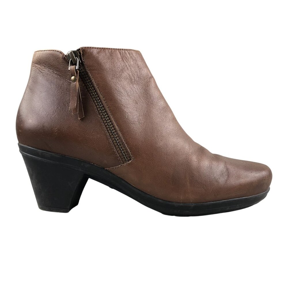 Abeo Women's Size 8N Rommie Brown Leather Side Zip High Heel Ankle Booties Boot